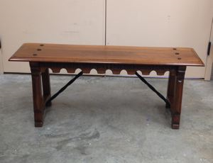 Image of Bench, flat w/ straight iron struts (2 of 4)