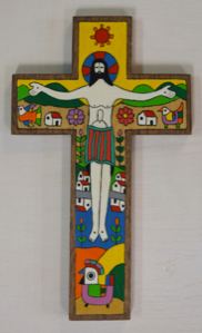 Image of Latin Cross with Crucifix Wall Hanging 