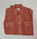 Image of Shirt, red check w/ blue "WRM" monogram on L pocket